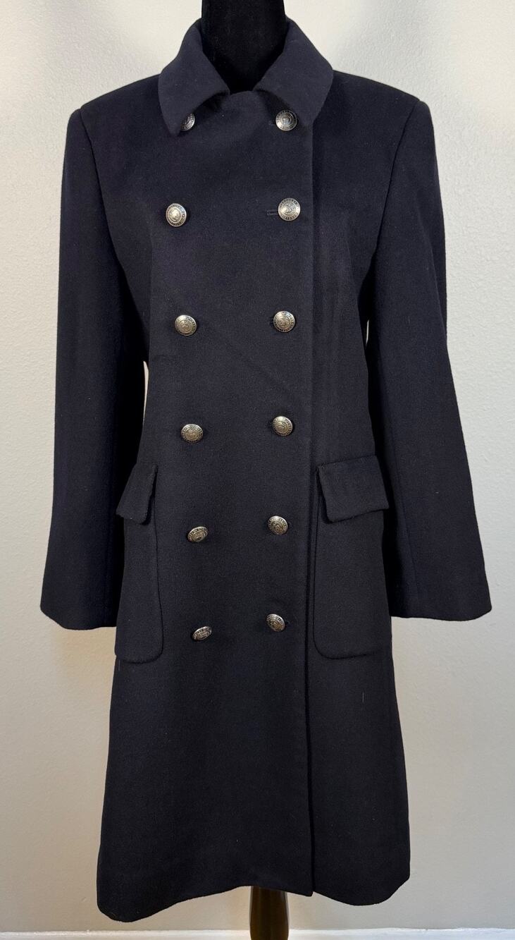 Brooks Brothers 346 Womens Wool Cashmere Dbl Breasted Officer Coat Size 8